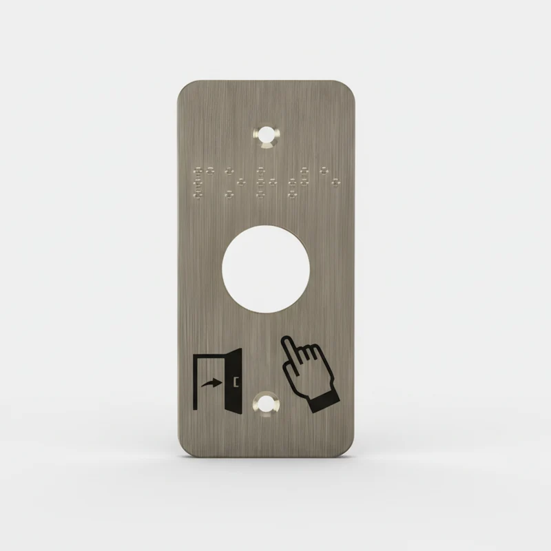 Plaque de finition et de signalisation pour bouton poussoir