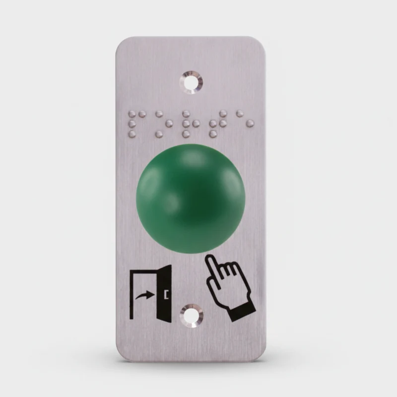 Bouton poussoir par le coude de demande d'ouverture vert