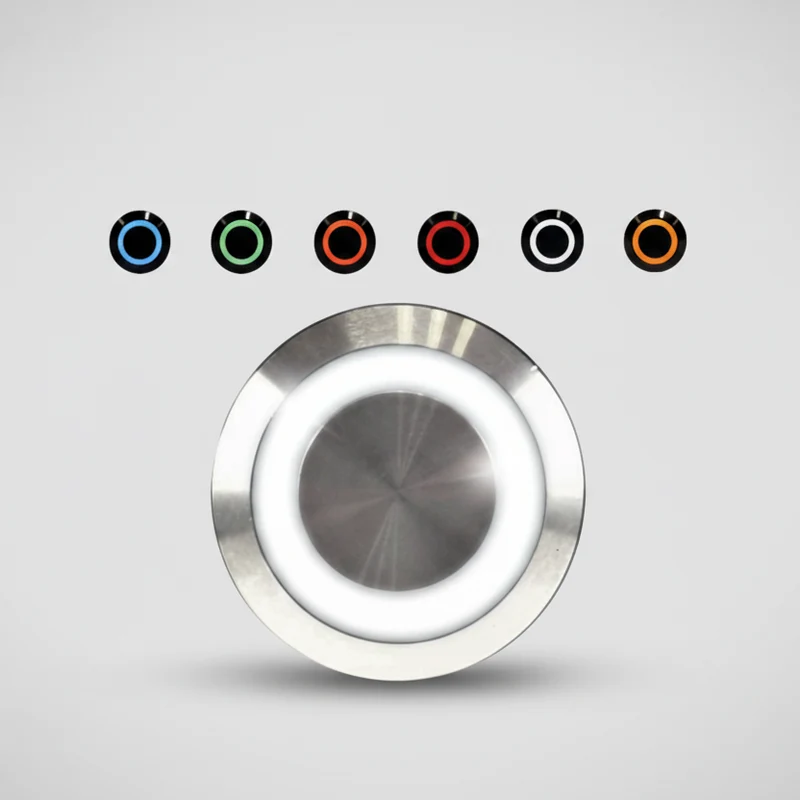 Bouton poussoir en acier inoxydable bleu - vert - rouge - blanc