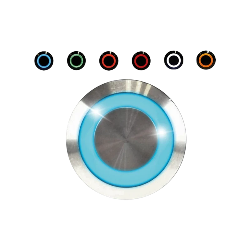 Bouton poussoir en acier inoxydable bleu - vert - rouge - blanc